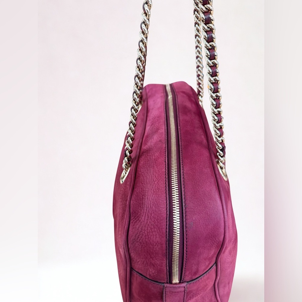GUCCI Limited Edition Soho Chain Shoulder Bag - Burgundy Nubuck Suede -with COA - Picture 8 of 16